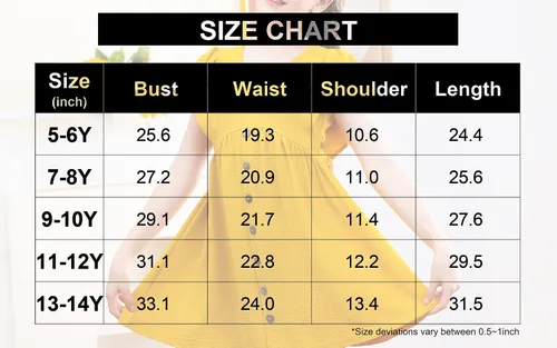Miniatura 5 de UELoop Girls Summer Ruffle Sleeve Dress 2023 V-Neck Flowy Dress Kids Casual Babydoll Party A-line Swing Dresses 5-14Y