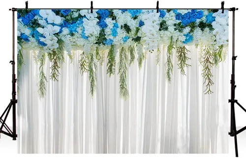 Miniatura 3 de Sendy Cortinas de fondo de pared de flores blancas de 10 x 7 pies para fiestas, fondo de fotografía, boda, despedida de soltera, baby shower