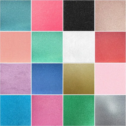 Crafasso Cartulina con purpurina pesada y de alta calidad, 12 x 12 pulgadas, 16 hojas, 16 colores
