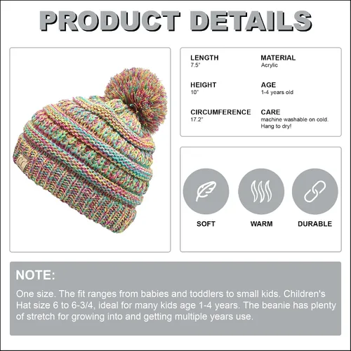 Miniatura 2 de Funky Junque Gorro de invierno con pompón de punto trenzado para niños