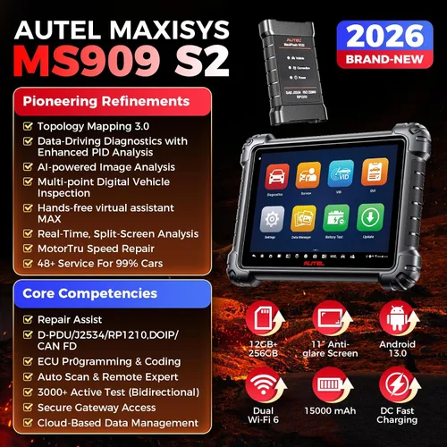 Miniatura 2 de Autel Escáner MaxiSys MS909 S2 2026, igual que Ultra S2 Up de MS909, herramienta de escaneo inteligente superior con topología 3.0, análisis PID