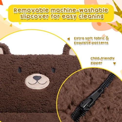 Miniatura 6 de ALIMORDEN Sofá plegable para niños pequeños, cómoda silla de oso sherpa 2 en 1 para niños, sofá convertible a tumbona, acogedor sofá esquinero