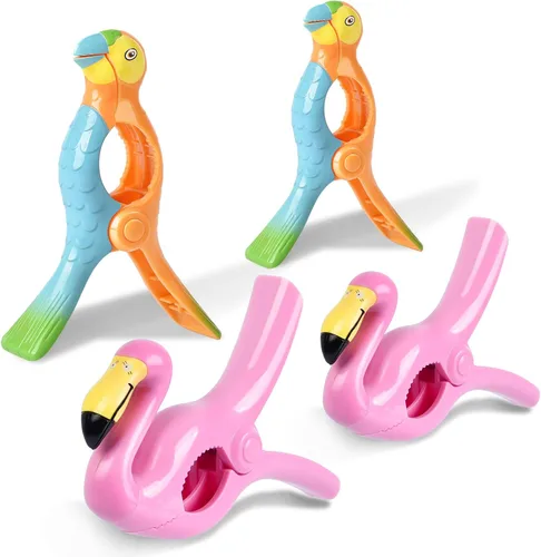 Clips para Toallas de Playa, Sopito Clips para Toallas Tamaño Jumbo para Sillas de Playa Crucero Patio y Accesorios de Piscina, Juego de 4 (Rosa
