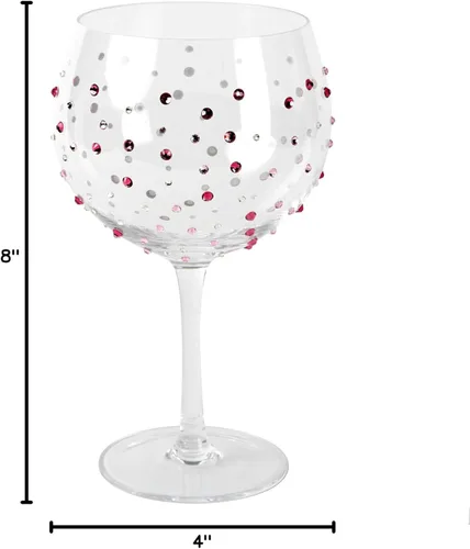 Miniatura 7 de Pavilion - Copa de vino con tallo de 24 onzas, piedras preciosas de cristal rosa, cristal de cumpleaños