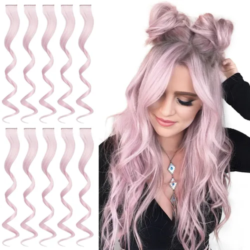 Miniatura 10 de Sofeiyan 10 extensiones de cabello sintético lacio de colores con clip de 22 pulgadas, para mujeres, niños y niñas, para Halloween, Navidad