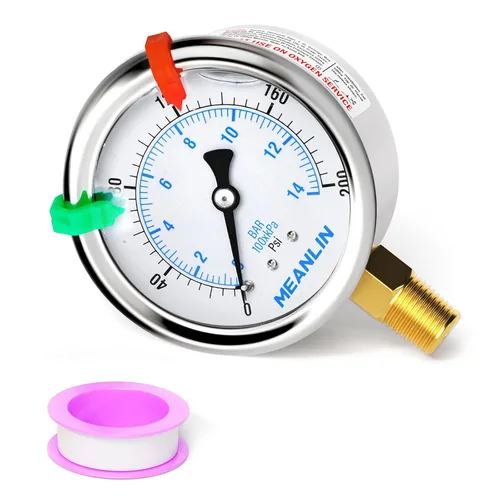 Miniatura 11 de MEANLIN MEASURE - Manómetro de vacío de presión -30inHG~0Psi, esfera con cara de 2.5 pulgadas, NPT de 1/4 de pulgada, manómetro de acero inoxidable