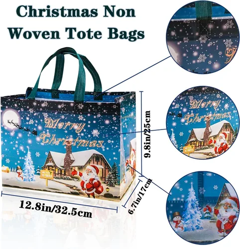 Miniatura 2 de 9 Bolsas de Regalo de Navidad, Bolsas Tote de Navidad con Asas, Bolsas de Compras Reutilizables No Tejidas para Envolver Regalos de Navidad, 9PCS