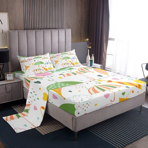 Miniatura 22 de Erosebridal Juego de sábanas de fresa, tamaño individual, diseño de fresa rosa para niñas y niños, sábana bajera ajustable de frutas tropicales