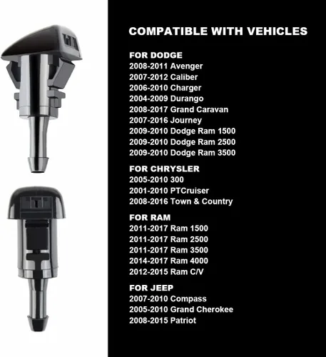 Miniatura 2 de Kit de boquillas para limpiaparabrisas delantero 42 en 1 compatible con Chrysler Dodge Jeep Ram reemplaza al OEM # 4805742AB, 5116079AA