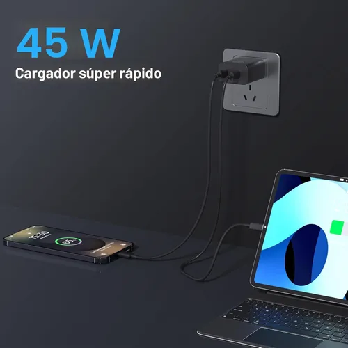 Miniatura 6 de Paquete de 2 cargadores súper rápidos USB C de doble puerto para teléfono Android tipo C, bloque de carga rápida con cable de carga tipo C de 6 pies