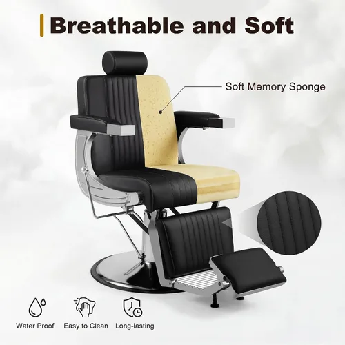 Miniatura 7 de LOUVIXA Sillas de peluquería para peluquería, sillas reclinables para estilista, silla de peluquería giratoria profesional 360, silla de pelo