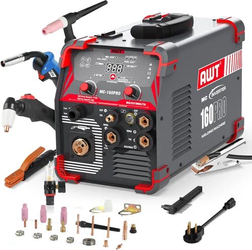 Miniatura 11 de AWT - Soldadora MIG de 140 A con núcleo fundente, máquina de soldadura con varilla y TIG con elevación 3 en 1, de 110 V con inversor IGBT Synergy