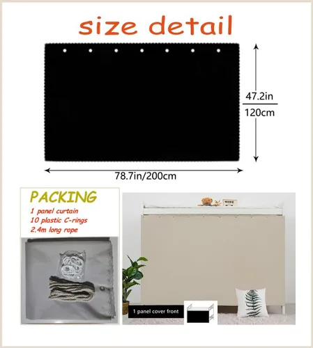 Miniatura 2 de Cortinas Opacas de Servicio Pesado para Litera Inferior, Toldo de Privacidad Tamaño Twin para Casa/Dormitorio Universitario, 1 Panel, Beige