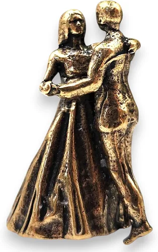 Escultura en miniatura de pareja bailarina, hecha a mano, de latón, coleccionable, elegante, de pie
