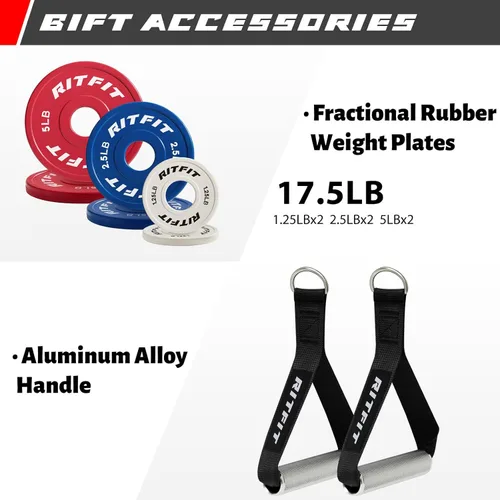 Miniatura 2 de RitFit El paquete multifunción de garaje y gimnasio en casa incluye jaula de potencia de 1200 libras PPC03/P3 con sistema de cruce de cables, banco