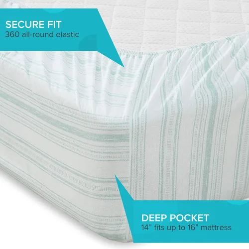 Miniatura 6 de Comfort Spaces Juego de sábanas 100% algodón transpirable, ligero, suave con bolsillo elástico de 14" que se ajusta a colchones de hasta 16", ropa