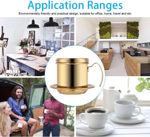 Miniatura 4 de Filtro de café vietnamita, cafetera gotera, taza de prensa portátil de acero inoxidable, infusor manual para oficina, hogar, cocina, campamento
