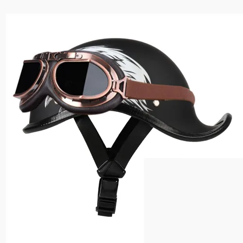 Miniatura 12 de Medio casco de motocicleta vintage, aprobado por el DOT, para adultos, casco convertible vintage para scooters, ciclomotores, cascos de motocicleta