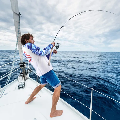 Miniatura 44 de Palmyth - Camiseta de pesca para hombre, con manga larga, protección solar ultravioleta FPU 50+, con bolsillo