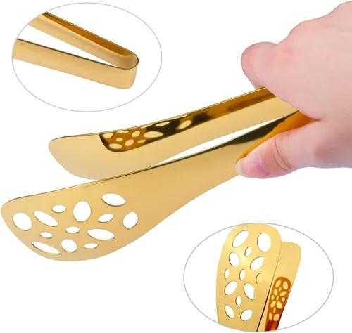 Miniatura 7 de Paquete de 2 pinzas de cocina para cocinar, pinzas de acero inoxidable dorado de 10 pulgadas para parrilla, utensilios de servir resistentes al