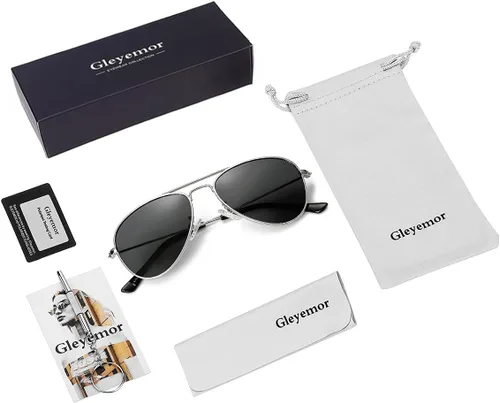 Miniatura 7 de Gleyemor Lentes de sol polarizados estilo aviador para niños y niñas, jóvenes, adolescentes, dos tamaños de 1.969 in y 2.047 in