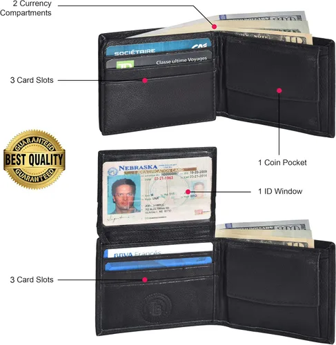 Miniatura 4 de Billetera plegable delgada y compacta con solapa y bolsillo para monedas para niños, Negro -, Minimalista