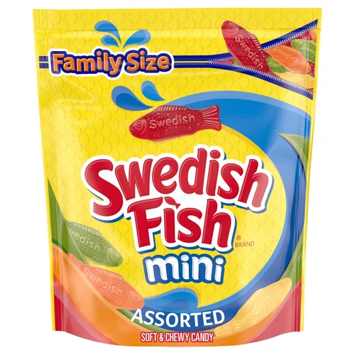 Miniatura 21 de SWEDISH FISH Caramelos suaves y masticables de limonada de frambuesa azul, caramelos a granel, bolsas de 12-3.59 onzas