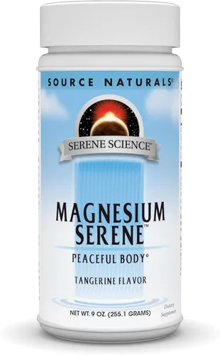 Source Naturals Serene Science - Sereno de magnesio, cuerpo pacífico*, sabor a mandarina, 9 onzas en polvo
