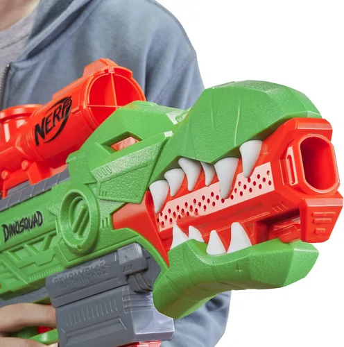 Miniatura 6 de Nerf DinoSquad Rex-Rampage - Lanzador de dardos motorizado, clip de 10 dardos, 20 dardos oficiales, almacenamiento de 10 dardos, diseño