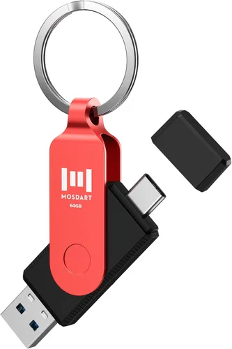 Miniatura 12 de MOSDART ExFAT - Memoria USB C 3.2 de 64 GB de velocidad rápida C y A, memoria USB C 3.2 con bucle para llavero, para iPhone 15, 16, 17, teléfono