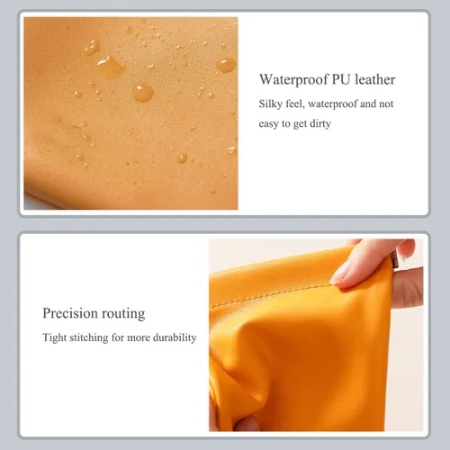 Miniatura 5 de Bolsa de Cosméticos de Bolsillo, Bolsa de Maquillaje de Cuero Impermeable con Cierre por Presión, Organizador Portátil de Artículos de Aseo