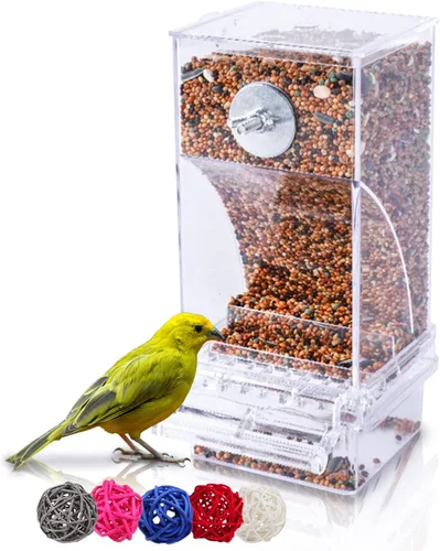 Miniatura 12 de Hamiledyi - Set de comederos sin ensuciar para pájaros con dispensador de agua, contenedor de semillas para periquitos, comedero automático
