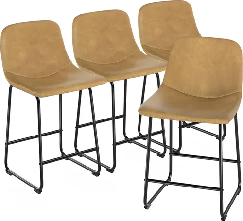 Miniatura 36 de TAVR Furniture Leathaire - Juego de 2 taburetes de tela con altura de mostrador, sillas de isla sin brazos, con capacidad para hasta 500 libras