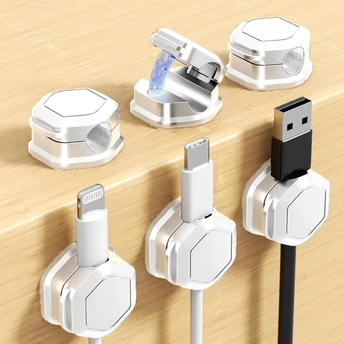 Miniatura 8 de Paquete de 6 clips magnéticos para cables, soporte organizador de cables ajustable y suave, soporte de cable de carga para ocultar el teléfono