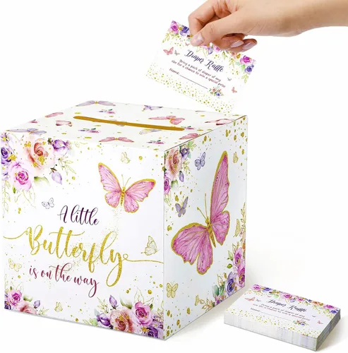 Miniatura 10 de Fumete 51 piezas Caja de tarjetas de rifa de pañales con osos con tarjetas de rifa de pañales insertadas, No podemos esperar, para baby shower