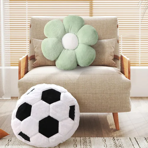 Almohada de balón de fútbol almohada de flor verde salvia para el hogar sofá cama decorativa