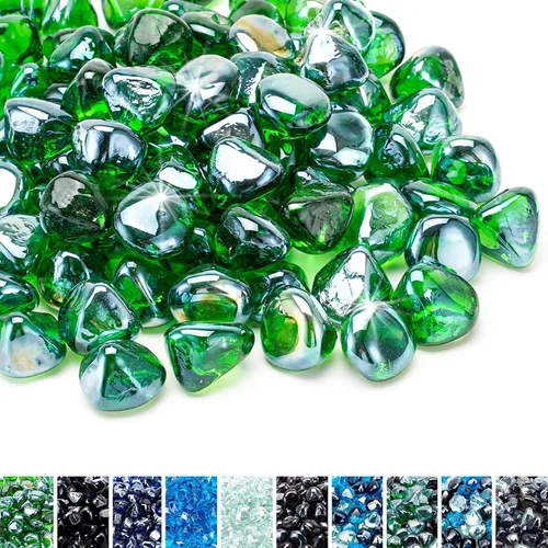 Miniatura 9 de Skyflame Diamantes de vidrio de fuego de 10 libras para paisajismo de chimeneas de hoguera, diamantes de fuego de vidrio reflectante de 1/2 pulgada