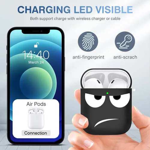 Miniatura 3 de Funda para Airpods, No Me Toques Funda para Airpods con Llavero/Cordón Funda Suave Bonita Resistente a Golpes para Mujeres y Hombres Compatible