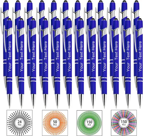 Miniatura 73 de Hasta 500 bolígrafos personalizados a granel, bolígrafo grabado personalizado con punta de lápiz capacitivo, carcasa multicolor retráctil, bolígrafo