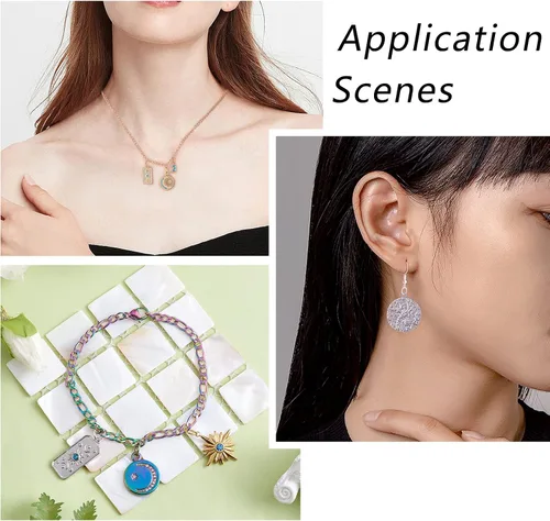 Miniatura 6 de 14 dijes de estrella de luna 304 de acero inoxidable con diamantes de imitación colgantes para manualidades, joyas, collares, aretes, suministros