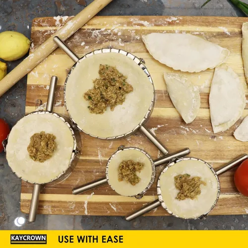 Miniatura 9 de KAYCROWN Empanada Maker - Prensa para hacer albóndigas de acero inoxidable, juego de moldes de bola de masa 2 en 1 para ravioles, pierogi