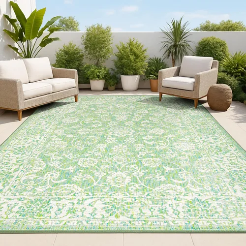 Miniatura 17 de JONATHAN Y Alfombra de pasillo floral tejida para interiores y exteriores 2X8, color crema/verde, tela bohemio texturizada para el patio trasero