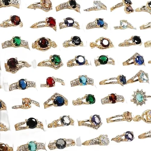 YITANA Moda Venta Al Por Mayor Lotes 50 100pcs,Anillos A Granel Anillo De Diamantes De Imitación Colorido Para Boutique Reventa