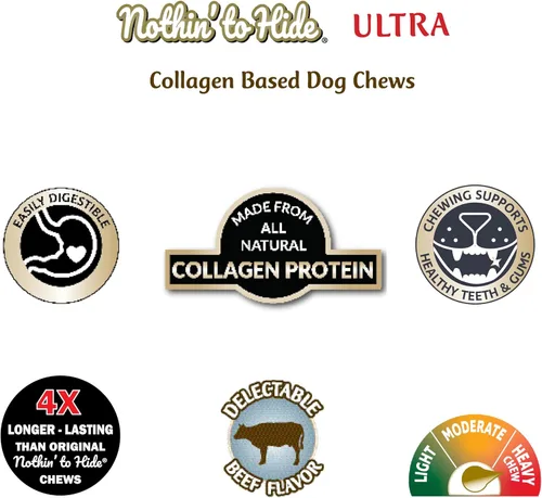 Miniatura 6 de Fieldcrest Farms Nothin' to Hide Golosinas de hueso ultra anudadas de 3 pulgadas, golosinas alternativas naturales de cuero crudo para perros