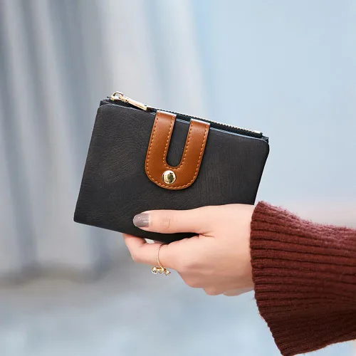 Miniatura 19 de AOXONEL Cartera pequeña de cuero plegable Rfid para mujer, con cremallera, bolsillo para tarjeta de identificación, delgada, compacta y delgada