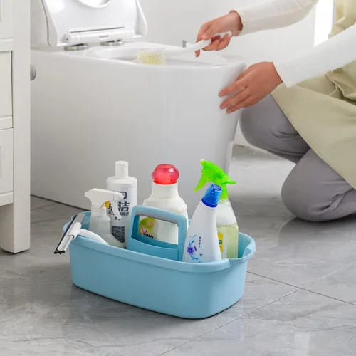 Miniatura 14 de Carrito de almacenamiento de limpieza de plástico ALINK con asa, gran organizador de cesta de ducha para dormitorio, baño, herramienta, jardín