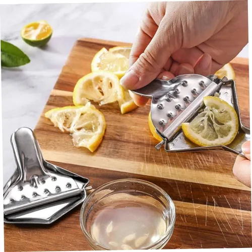 Miniatura 8 de Exprimidor manual de limón de acero inoxidable 2pcs para la prensa de frutas de la cocina del hogar con extracción y diseño eficientes de jugo