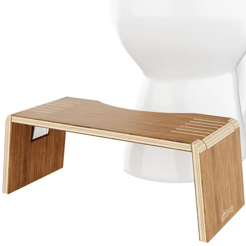 Miniatura 14 de Taburete de inodoro plegable Squatty Potty Oslo de bambú – 7 pulgadas, taburete de baño plegable para niños y adultos – Marrón, portátil y que