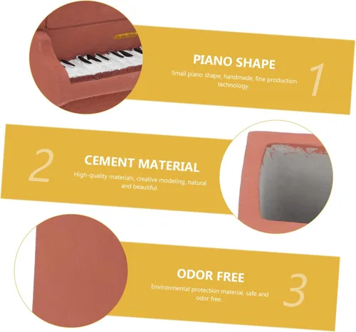 Miniatura 7 de NOLITOY Maceta de cemento para piano, maceta en forma de piano, maceta suculenta de cerámica para exteriores, plantas suculentas, plantador