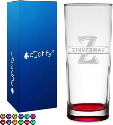 Miniatura 43 de Highball personalizado de 10.5 onzas con fondo negro, vaso Collins alto personalizado, cóctel de bebida mixta recta, inicial con nombre de regalo